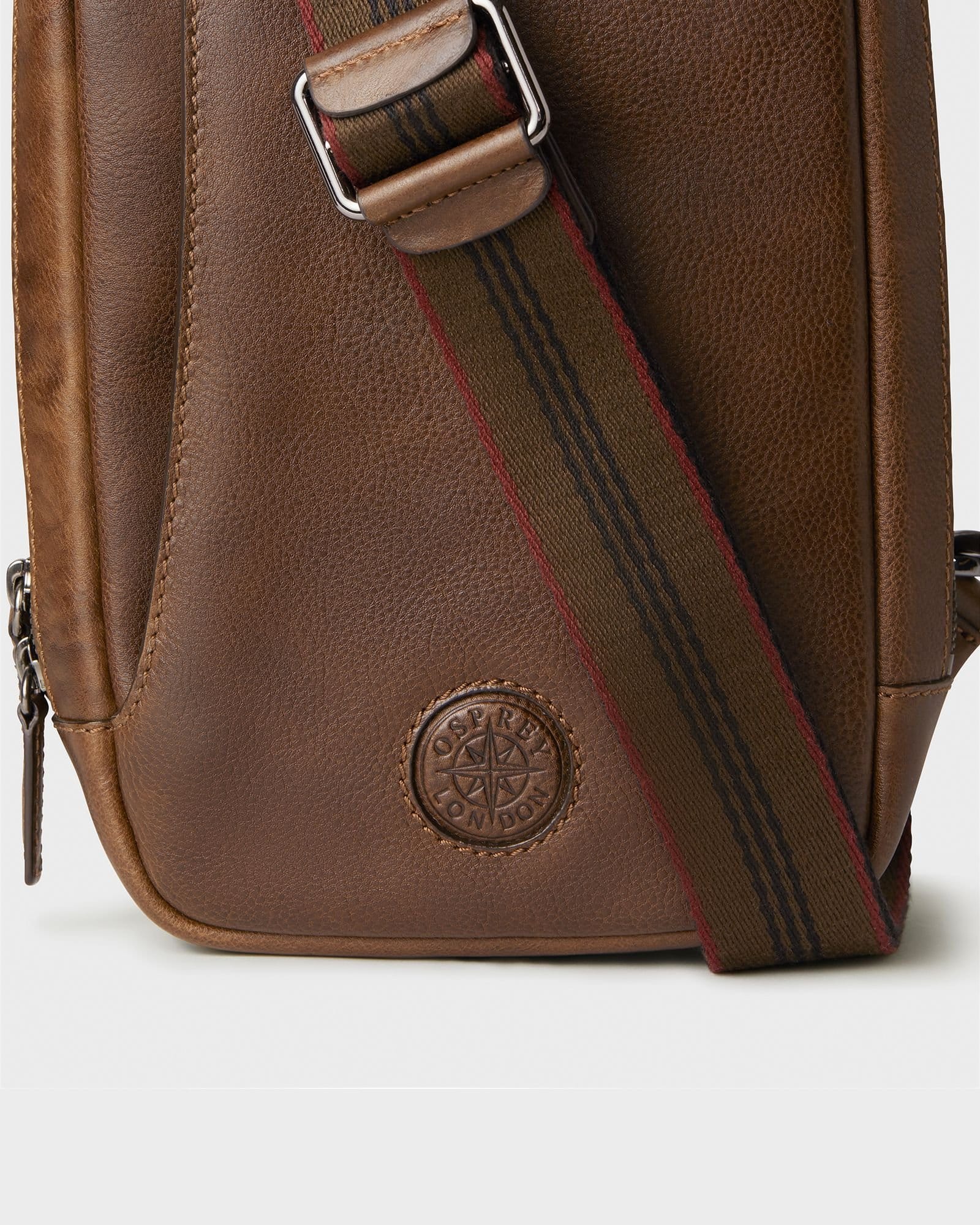 OSPREY LONDON OSPREY LONDON Men's The Compass Leather Sling Bag in Tan - 4
