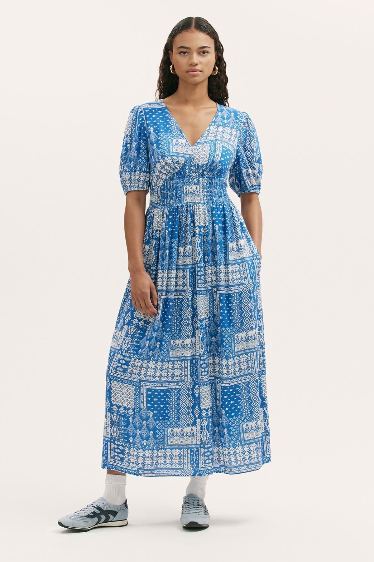 Finery London Finery London Women's Kiara Printed Midi Dress in Bright Blue
