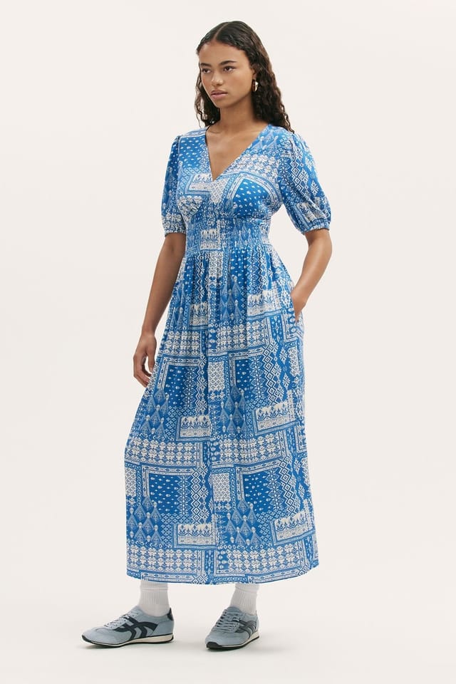 Finery London Finery London Women's Kiara Printed Midi Dress in Bright Blue - 2