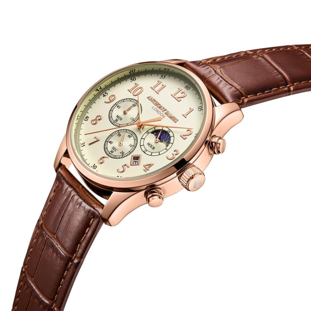 Anthony James Anthony James Men's Hand Assembled Moonphase Chronograph Rose White Watch - 2