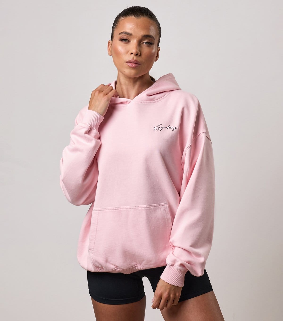 Gym King Mauve Pink Washed Oversized Hoodie