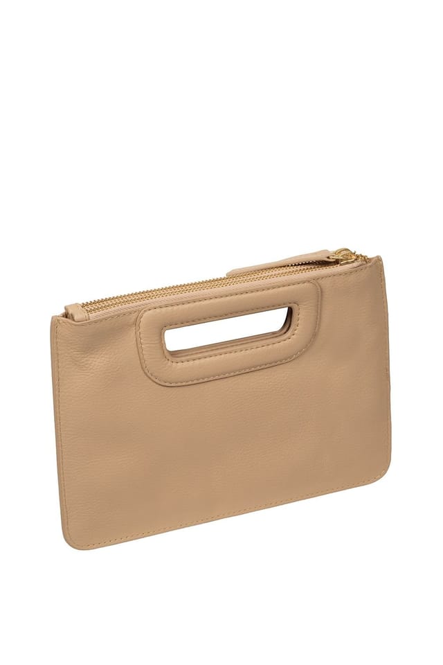 Pure Luxuries London Pure Luxuries London Women's 'Guinevere' Leather Clutch Bag in Natural - 2