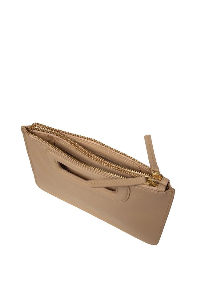 Pure Luxuries London Pure Luxuries London Women's 'Guinevere' Leather Clutch Bag in Natural - 3