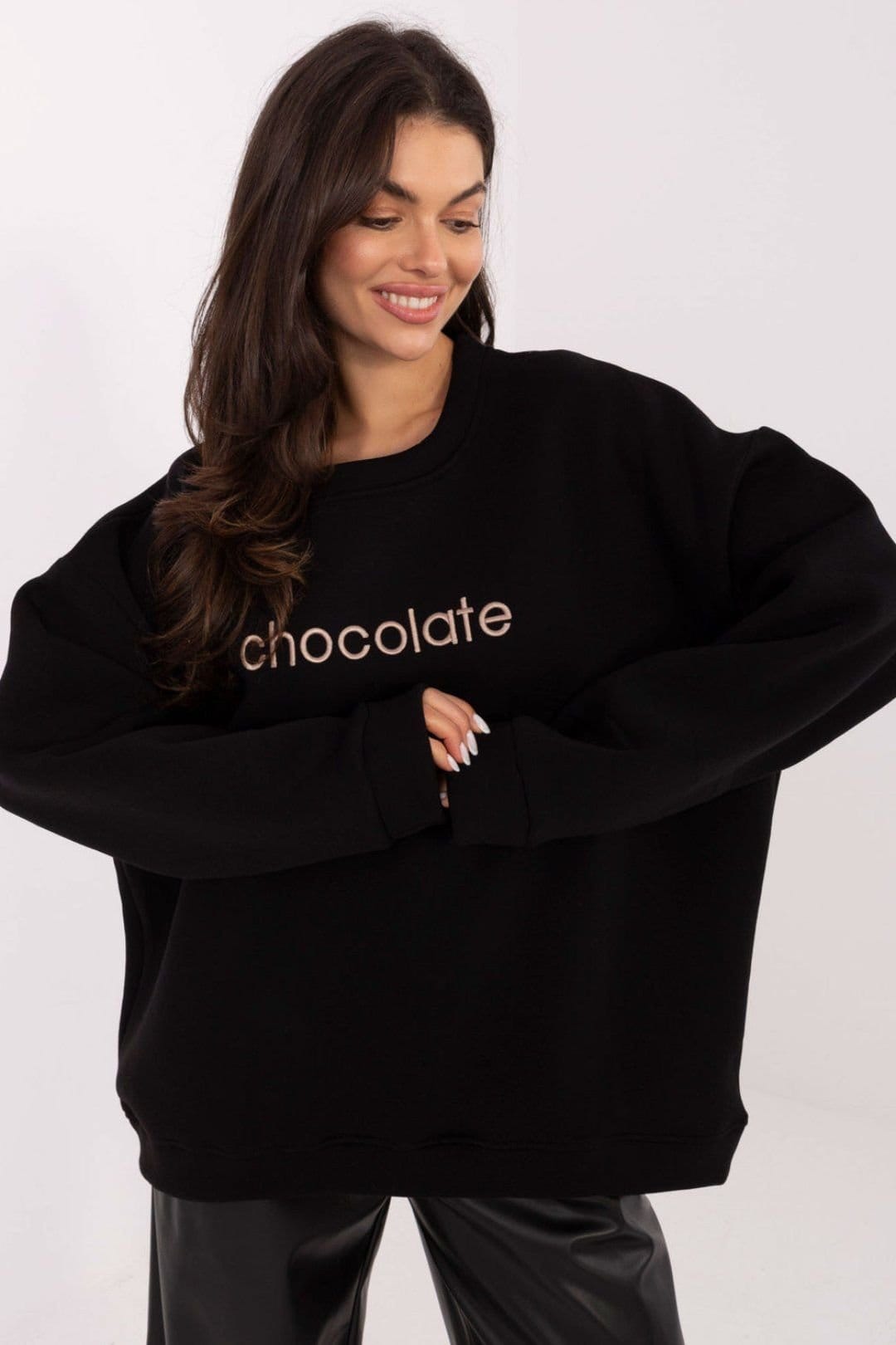 Love Lace Black Cotton Elastane Sweatshirt