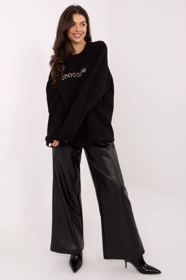 Love Lace Love Lace Women's Classic Cotton Elastane Sweatshirt Embroidered in Black - 2