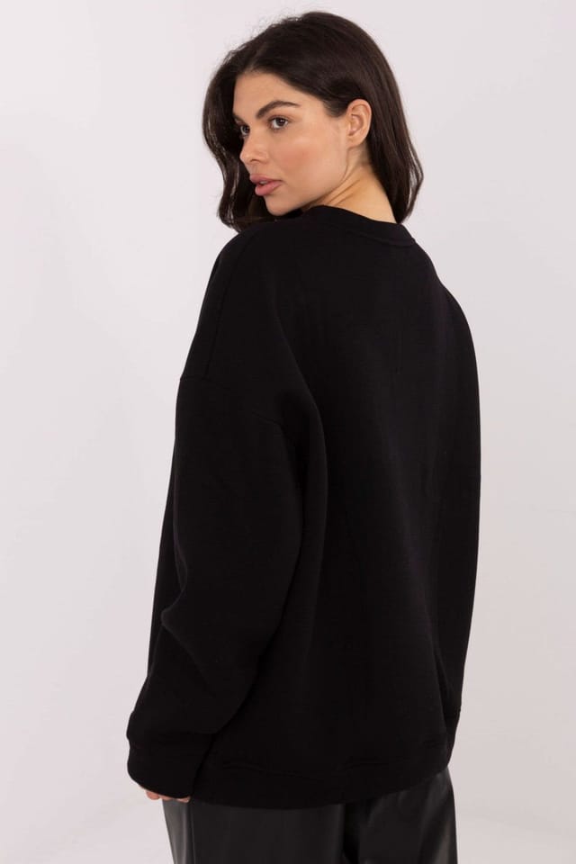Love Lace Love Lace Women's Classic Cotton Elastane Sweatshirt Embroidered in Black - 3