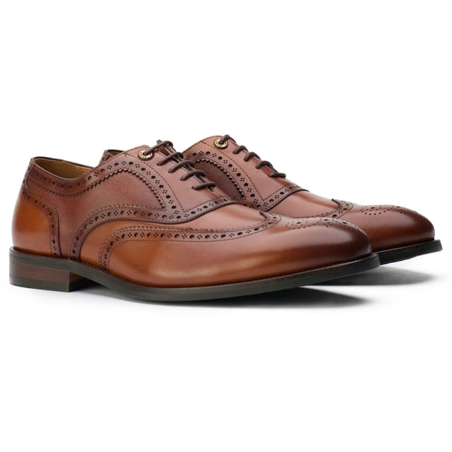 Simon Carter SIMON CARTER Men's Diplo Brogue Shoes in Tan - 2