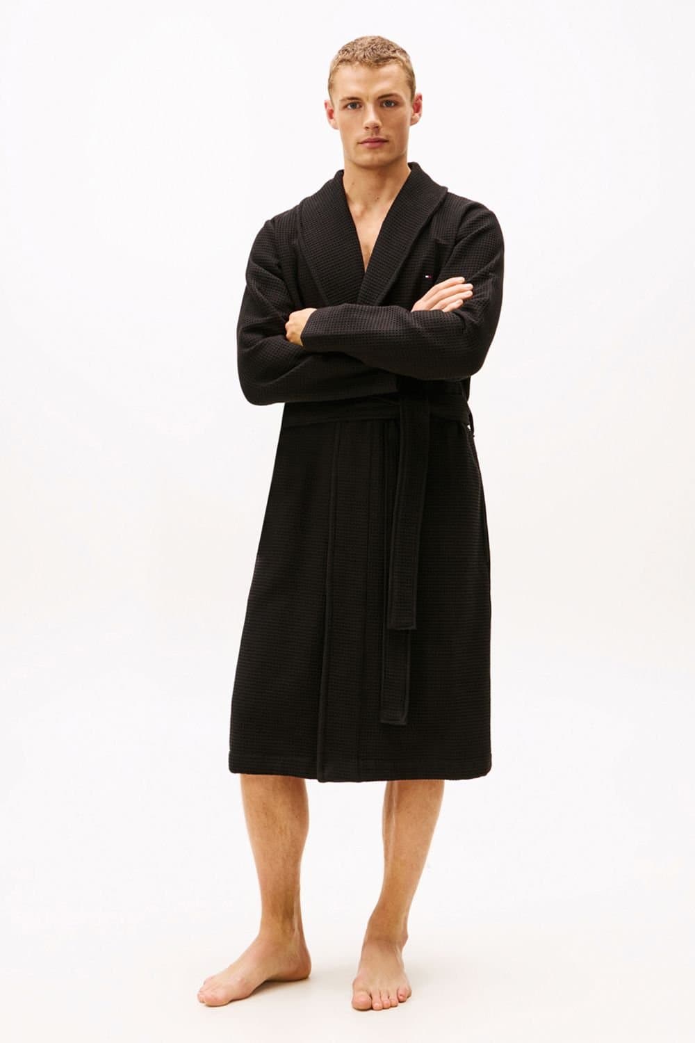 Tommy Hilfiger Tommy Hilfiger Men's Everyday Essentials Waffle Bathrobe Black