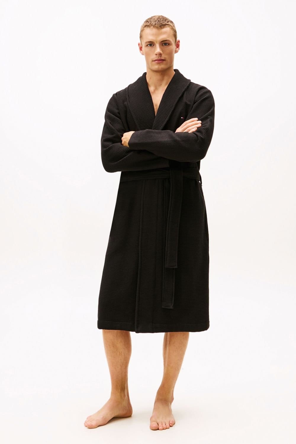 Tommy Hilfiger Tommy Hilfiger Men's Everyday Essentials Waffle Bathrobe Black - 1