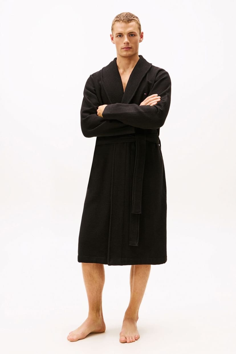 Tommy Hilfiger Tommy Hilfiger Men's Everyday Essentials Waffle Bathrobe Black - 1