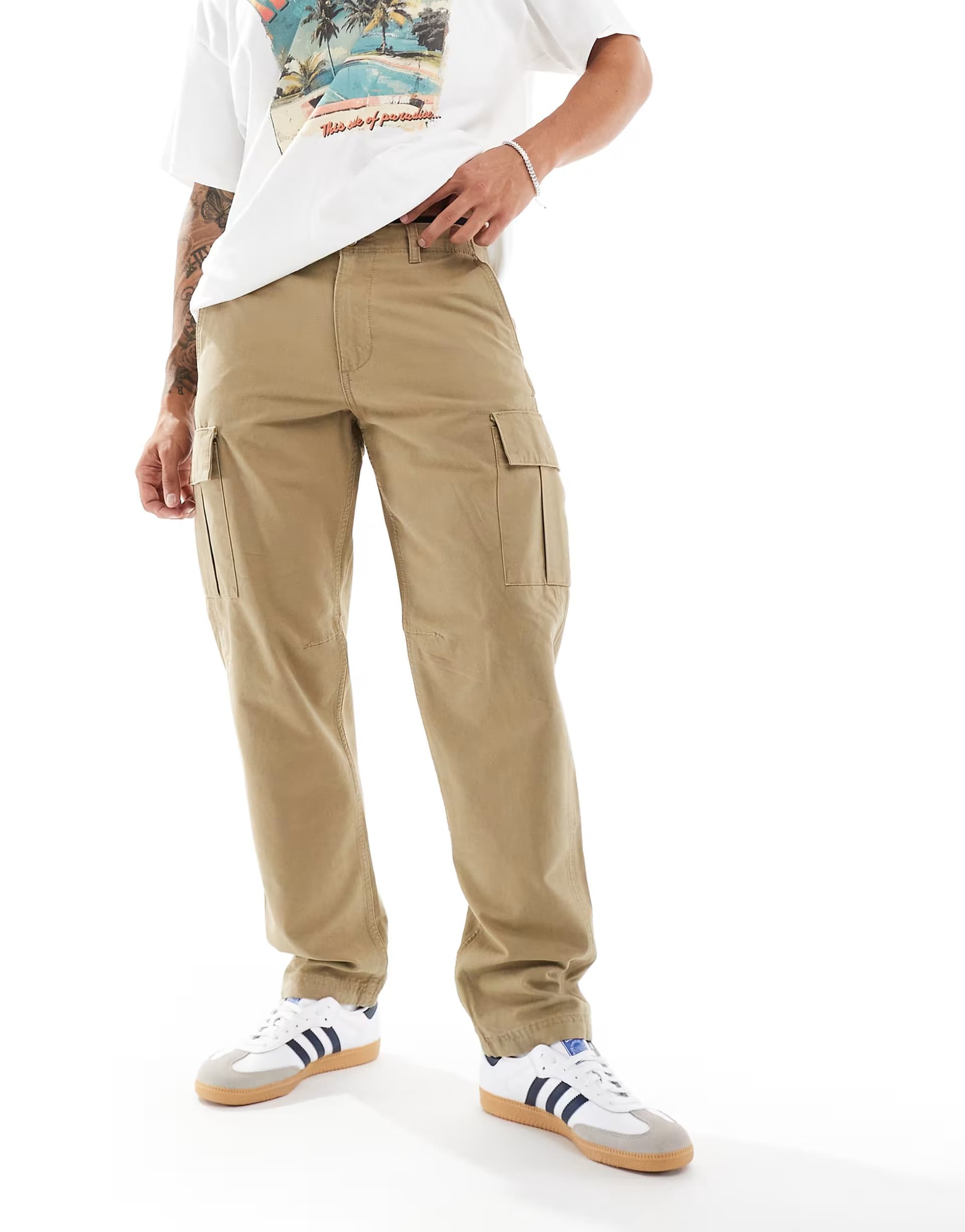 ASOS Jack & Jones loose fit cargo trouser in beige