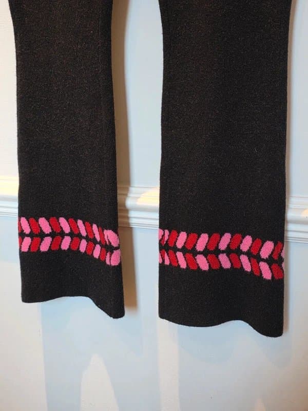 Never Fully Dressed Never Fully Dressed Black Knitted Flared Leggings Trousers Size 10