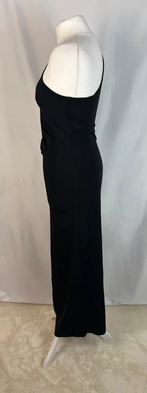 ASOS Design UK 12 ASOS Design Stretch Jersey One Shoulder Pleated Midi Dress Black