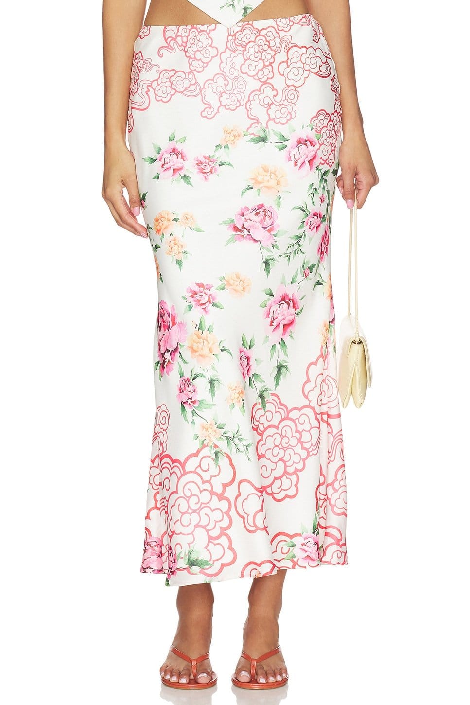 Revolve Fiora White Multi Floral Maxi Skirt