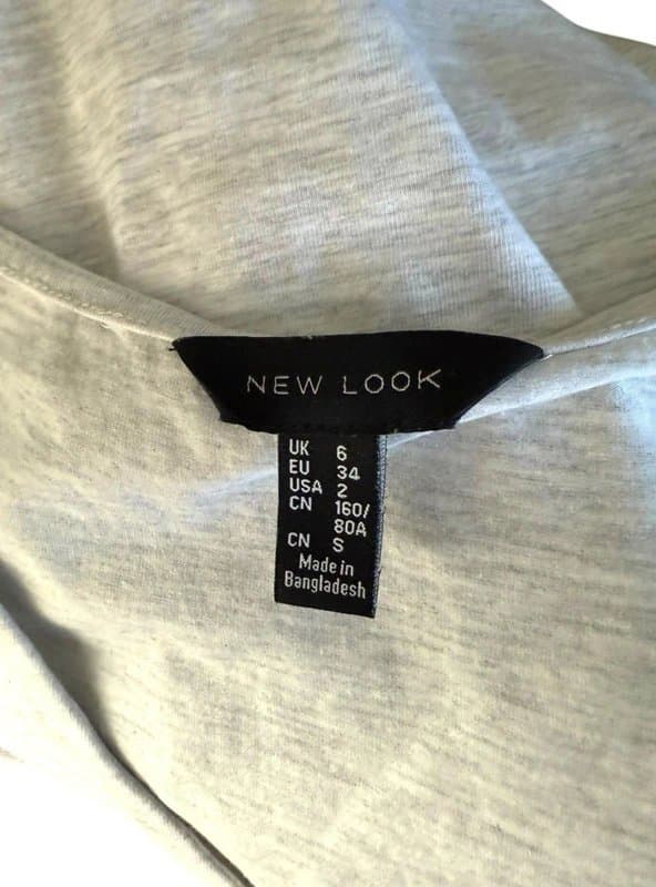 New Look New Look Bodysuit Women's UK Size 6 Grey Jersey V Neck Short Sleeve Snap Summer