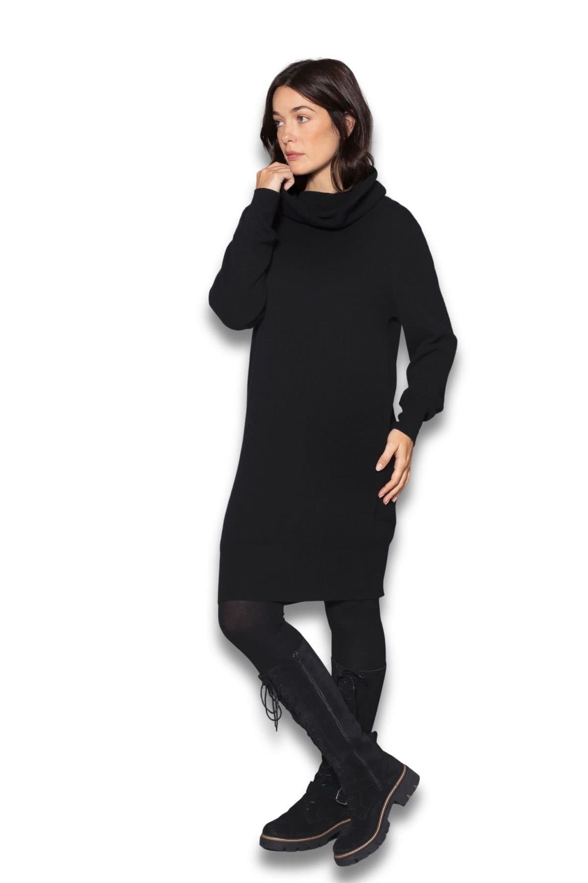 Celtic & Co Celtic & Co Women's Lambswool Slouchy Cowl Neck Dress in Black