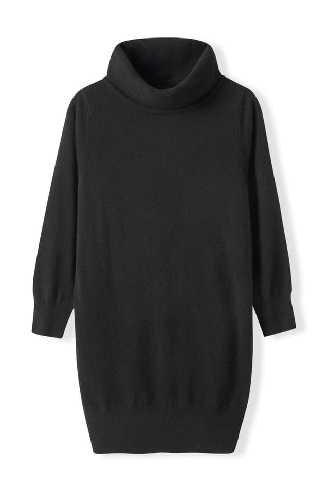 Celtic & Co Celtic & Co Women's Lambswool Slouchy Cowl Neck Dress in Black - 2