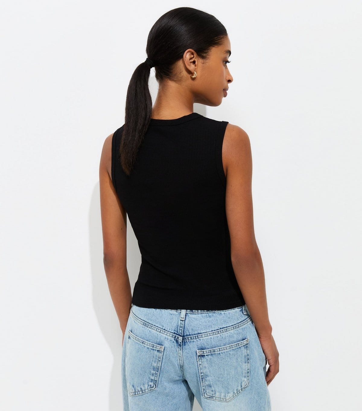 New Look Women's Black Cotton Rich Ribbed Tank Top New Look - 4