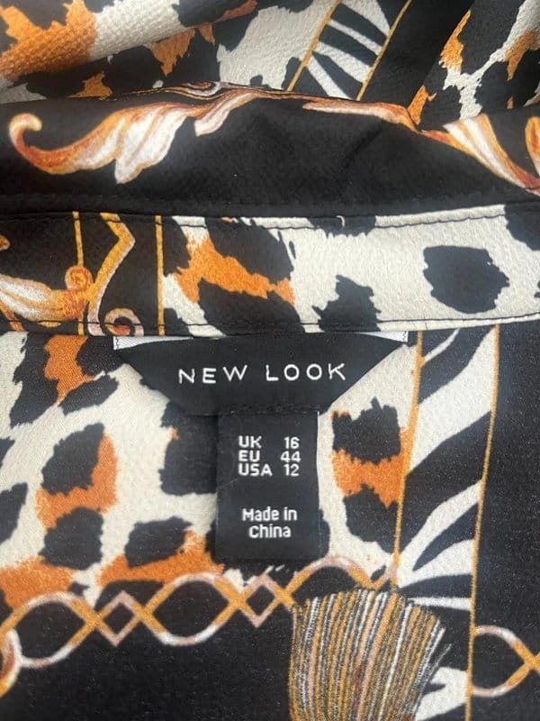 New Look Vintage Black Animal Print T-Shirt Size 16 Womens EU 44