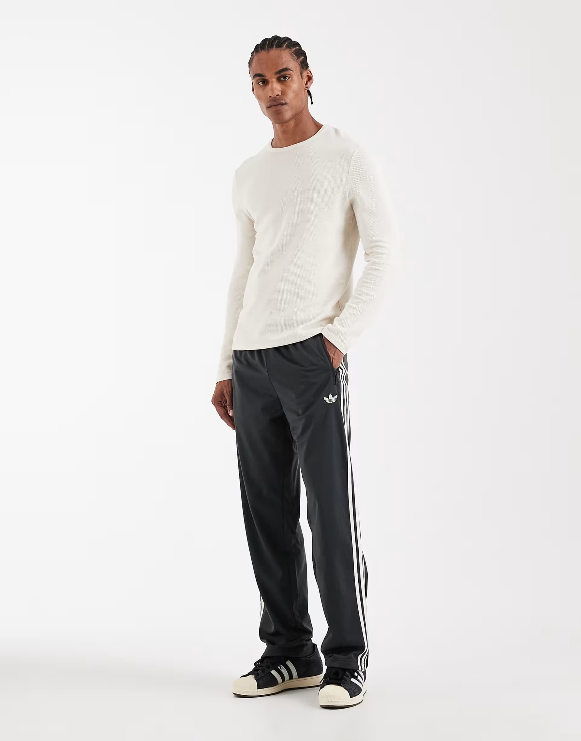 ASOS adidas Originals Firebird track pants in dark grey - exclusive to ASOS