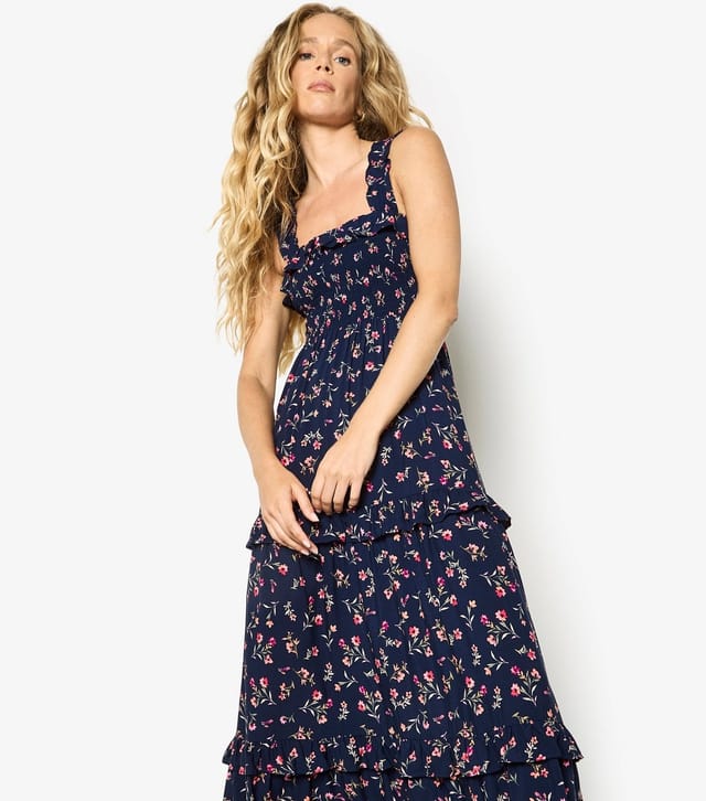 Apricot Women's Navy Ditsy Floral Shirred Maxi Dress Apricot New Look - 2