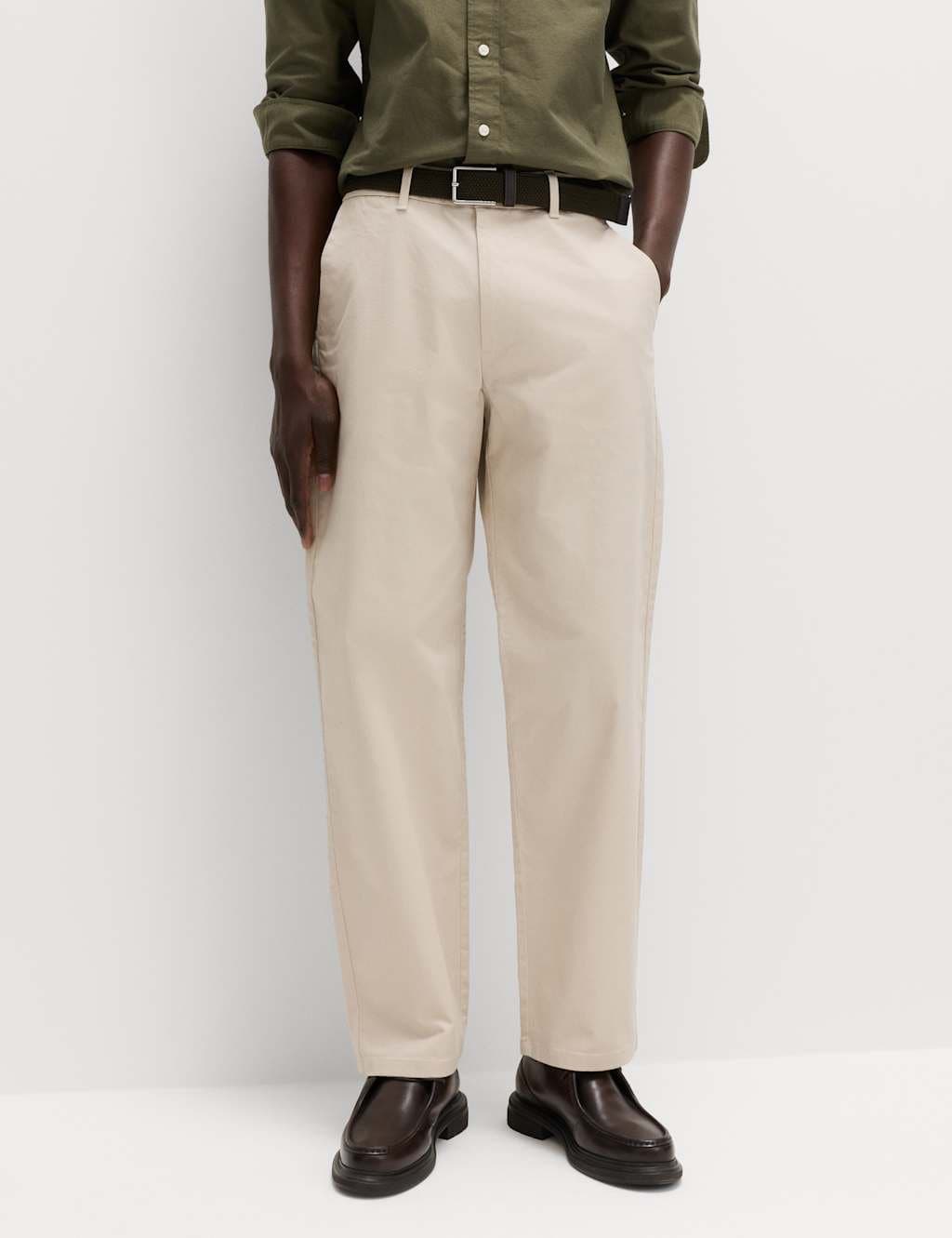 Marks & Spencer M&S Loose Fit Stretch Chinos Light Buff