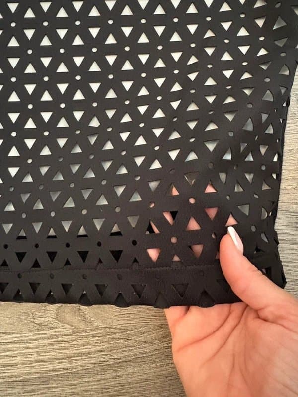 ROMAN Roman Black Laser Cut Pencil Skirt Size 18 Geometric Cut-Out Overlay | Fully Lined Occasion Skirt