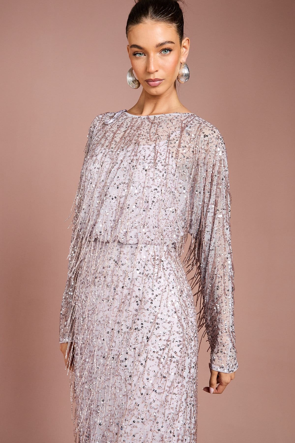 Coast Coast Women's Embellished Tassel Batwing Midi Dress in Lilac - 4