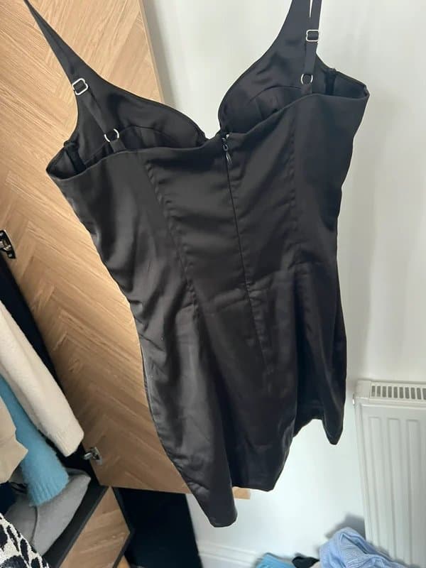 Oh Polly Oh Polly black tie up corset style mini dress