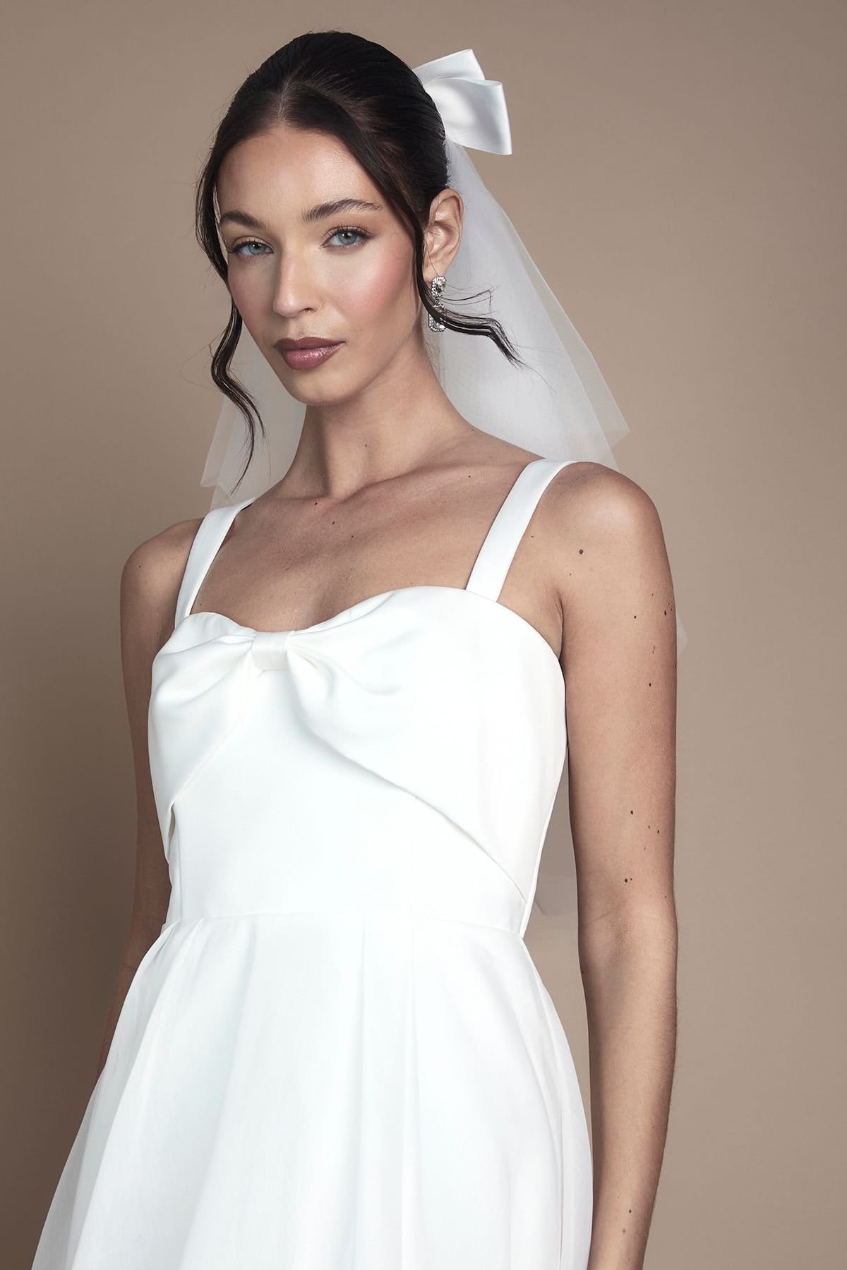 Coast Coast Women's Bow Detail Sweetheart Mini Dress with Organza Overskirt in Ivory - 4