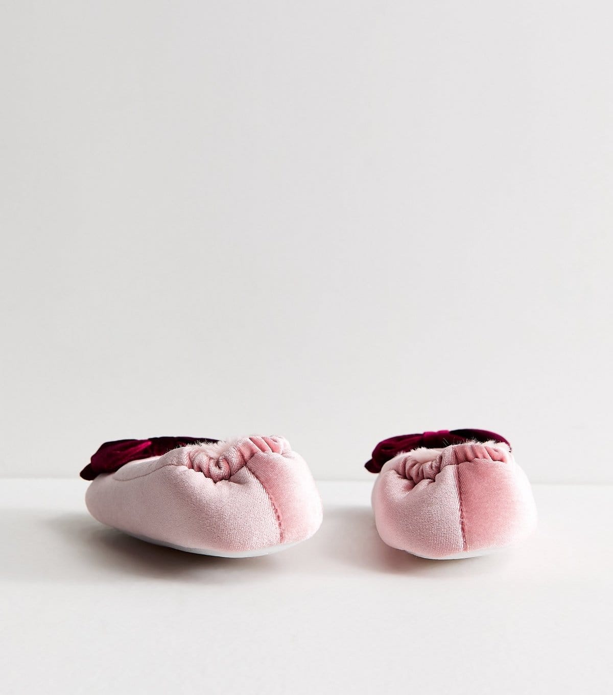 New Look Women's Light Pink Velvet Top Bow Ballet Slippers Vegan New Look - 4