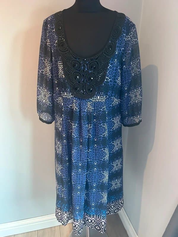 Per Una Per Una purple animal print chiffon wedding cruise dress 18 (ref v25)