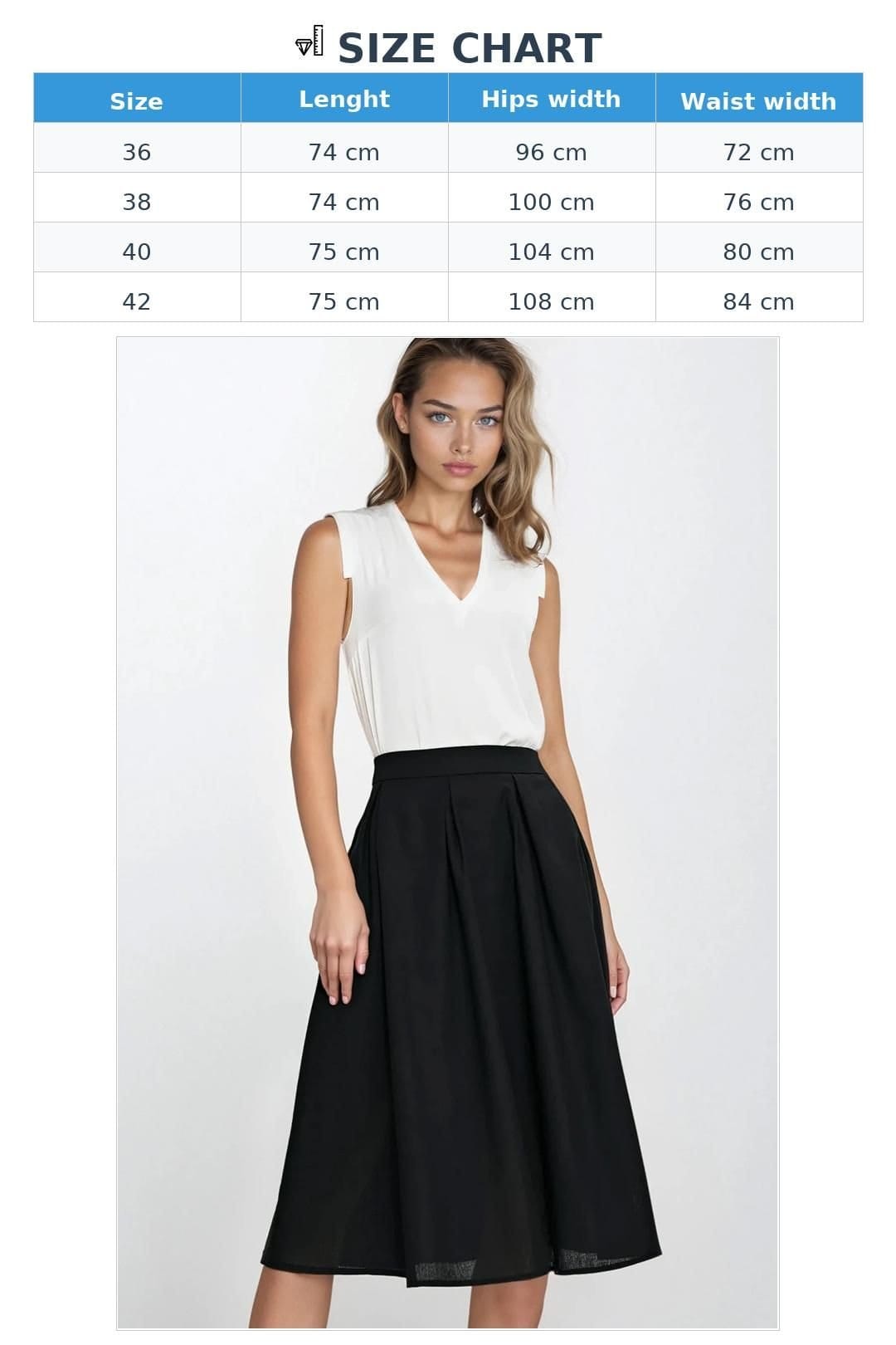Love Lace Love Lace Women's Linen Texture Rayon Midi Pleated Skirt Pockets in Black - 4