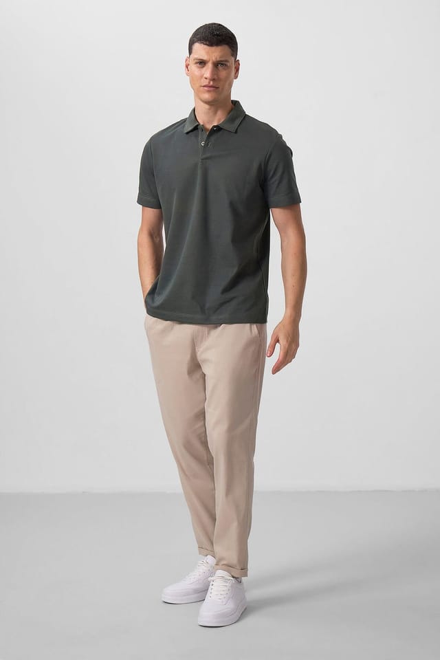 Tommy Life Tommy Life Men's Cotton Elastane Polo T-Shirt in Dark Green - 2