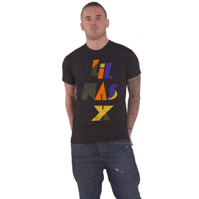 X Lil Nas X Lil Nas Men's Scrap Letters T-Shirt in Black - 3