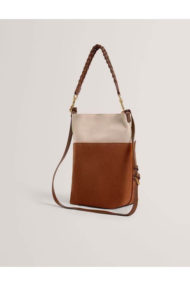Ted Baker Ted Baker Women's Woven Handle Medium Bucket Bag Tan - 3