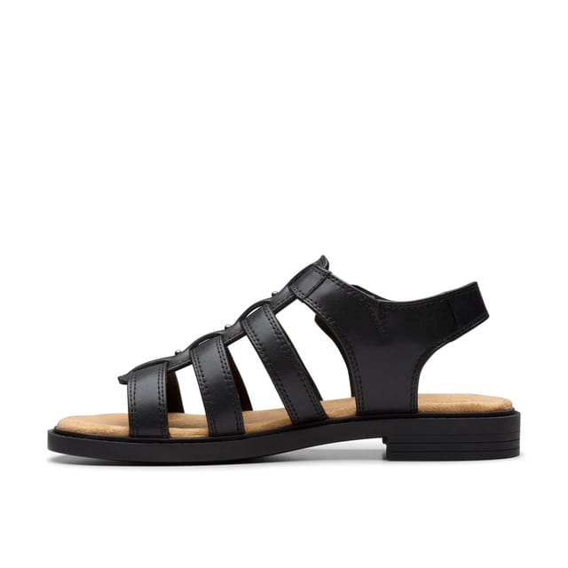 Clarks Clarks Women's Trivanni Lux Black Leather Flat Sandals - 2