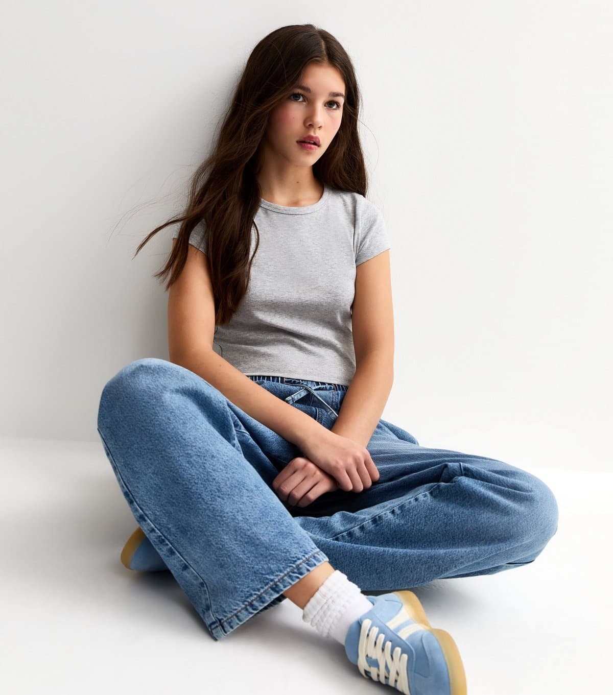 New Look New Look Light Grey Short Sleeve Baby Tee Top