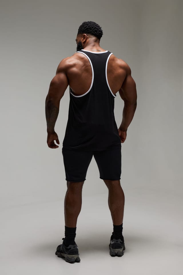 Training Dept. Training Dept. Men's Training Dept Regular Fit Ringer Stringer Vest in Black - 2