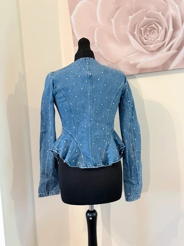 River Island Embellished Denim Jacket In Blue