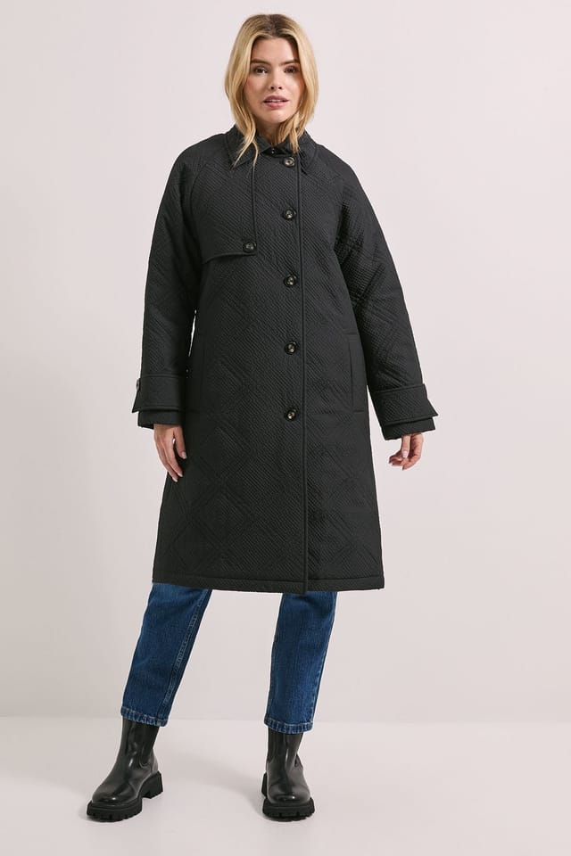 Dorothy Perkins Dorothy Perkins Women's Collar Detail Quilted Midi Coat in Black - 2