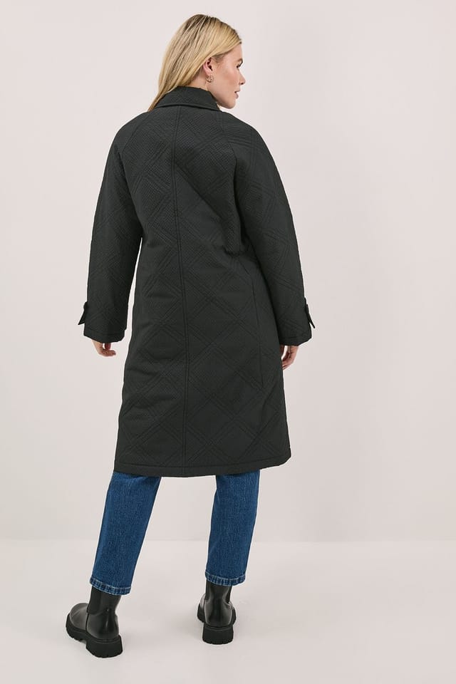 Dorothy Perkins Dorothy Perkins Women's Collar Detail Quilted Midi Coat in Black - 3
