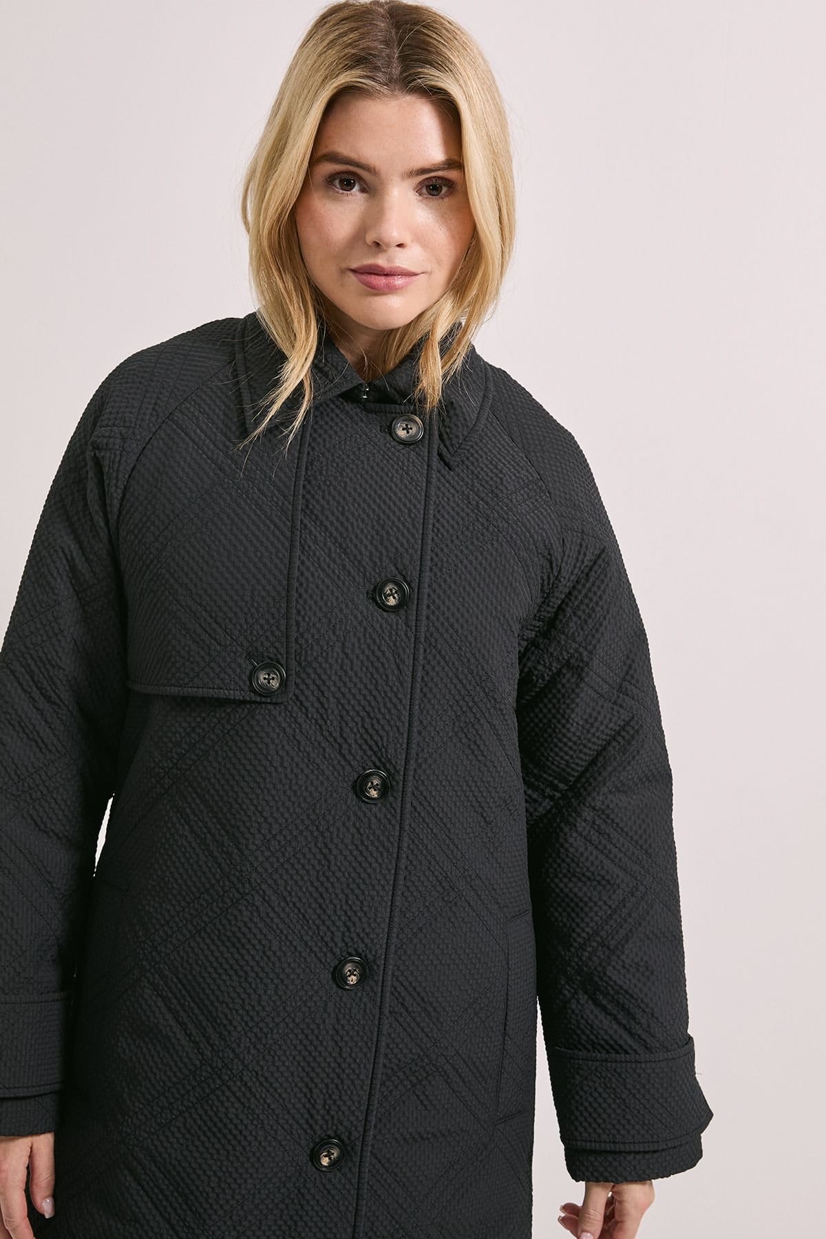 Dorothy Perkins Dorothy Perkins Women's Collar Detail Quilted Midi Coat in Black - 4