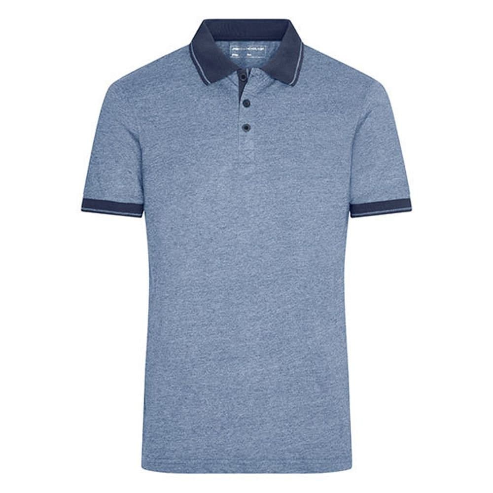 James and Nicholson James and Nicholson Men's Heather Polo Shirt in Mid Blue