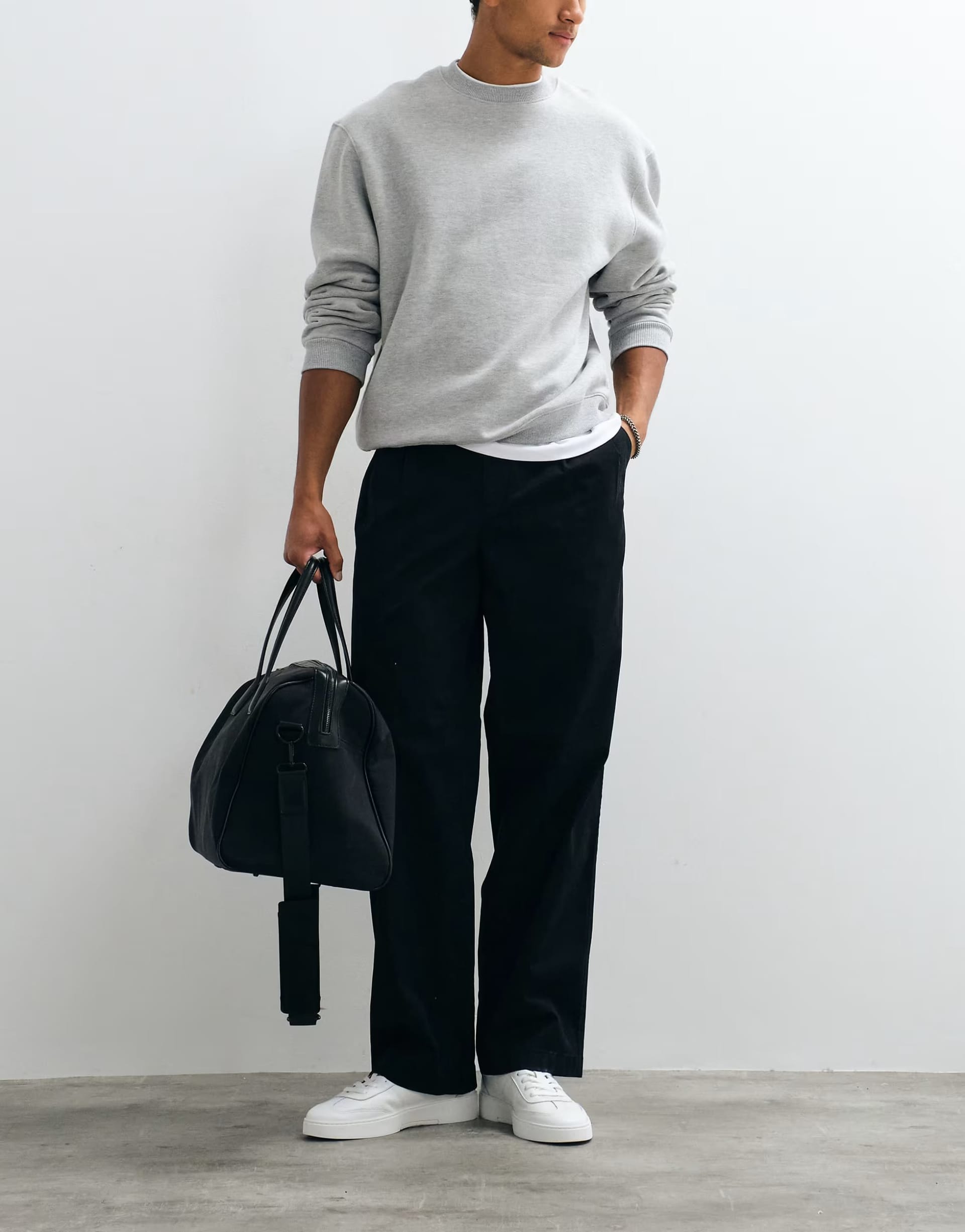 Calvin Klein Jeans Black Cotton Front Pleat Trousers