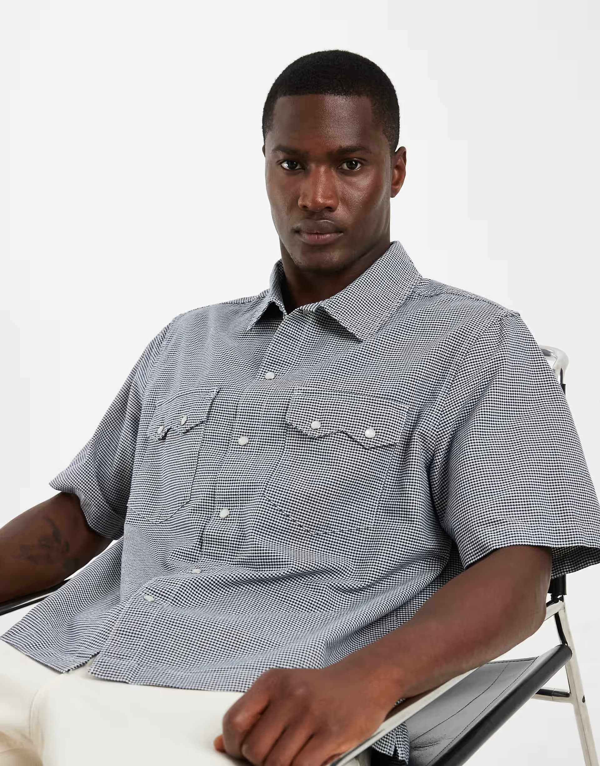 ASOS Levi's short sleeve boxy western shirt in blue check
