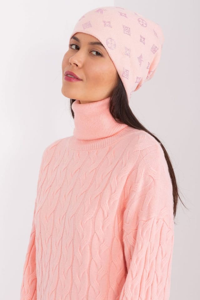 Love Lace Love Lace Women's Warm Winter Cashmere Beanie Hat with Decorative Rhinestones Trim in Pink - 2