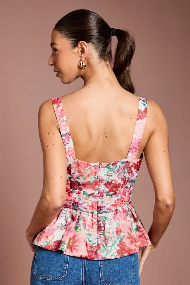 Coast Coast Women's Organza Floral Ruffle Fan Detail Top in Sage - 3