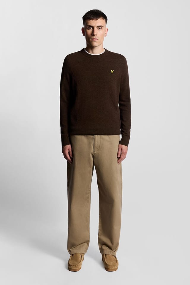 Lyle & Scott Lyle & Scott Men's Lambswool Blend Crew Neck Jumper Bottle Brown Marl - 2