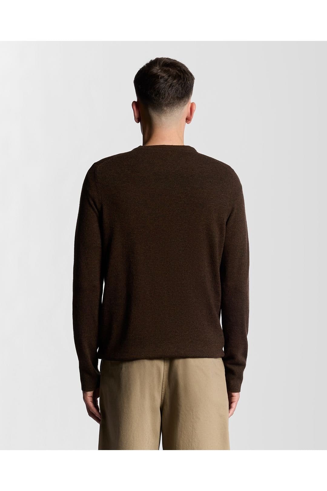 Lyle & Scott Lyle & Scott Men's Lambswool Blend Crew Neck Jumper Bottle Brown Marl - 4
